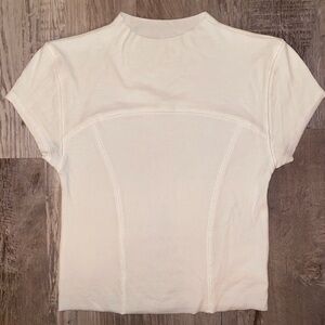 Joah Brown Women’s White Ribbed Contrast Stitch Crop Tee - Size Small/Medium
